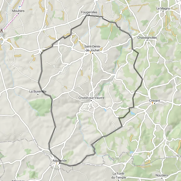 Map miniature of "Villemort Route" cycling inspiration in Centre — Val de Loire, France. Generated by Tarmacs.app cycling route planner