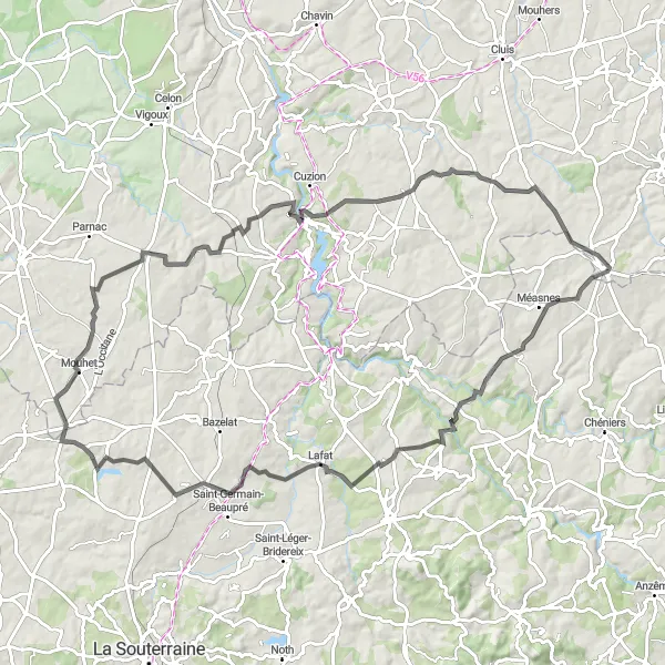 Map miniature of "Nouzerolles Loop" cycling inspiration in Centre — Val de Loire, France. Generated by Tarmacs.app cycling route planner