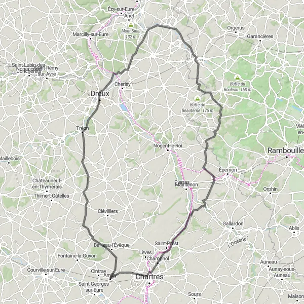 Map miniature of "Cycling the Val de Loire" cycling inspiration in Centre — Val de Loire, France. Generated by Tarmacs.app cycling route planner