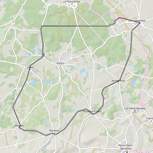 Map miniature of "Castle Circuit" cycling inspiration in Centre — Val de Loire, France. Generated by Tarmacs.app cycling route planner