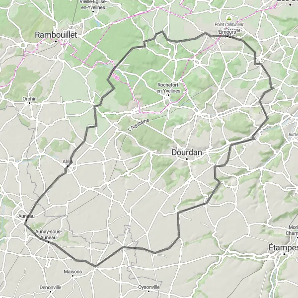 Map miniature of "Historic Castles and Picturesque Villages" cycling inspiration in Centre — Val de Loire, France. Generated by Tarmacs.app cycling route planner