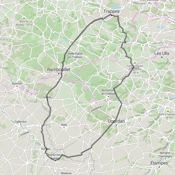 Map miniature of "The Hilly Adventure" cycling inspiration in Centre — Val de Loire, France. Generated by Tarmacs.app cycling route planner