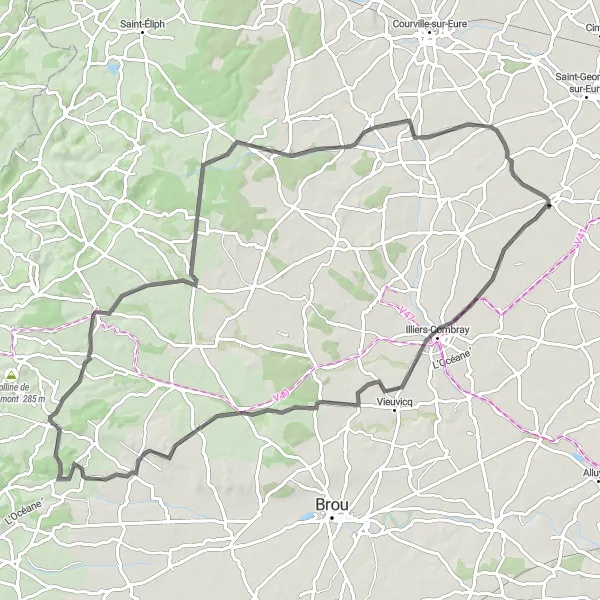 Map miniature of "Serenity and Challenging Climbs" cycling inspiration in Centre — Val de Loire, France. Generated by Tarmacs.app cycling route planner