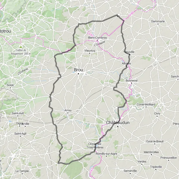 Map miniature of "Exploring Perche Natural Park" cycling inspiration in Centre — Val de Loire, France. Generated by Tarmacs.app cycling route planner