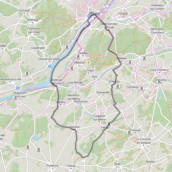 Map miniature of "Charming Villages" cycling inspiration in Centre — Val de Loire, France. Generated by Tarmacs.app cycling route planner