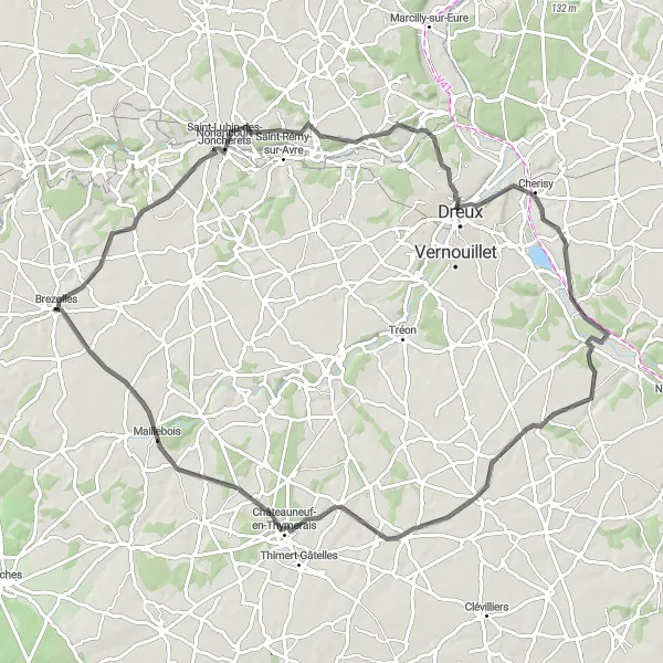 Map miniature of "Idyllic countryside and hidden gems" cycling inspiration in Centre — Val de Loire, France. Generated by Tarmacs.app cycling route planner