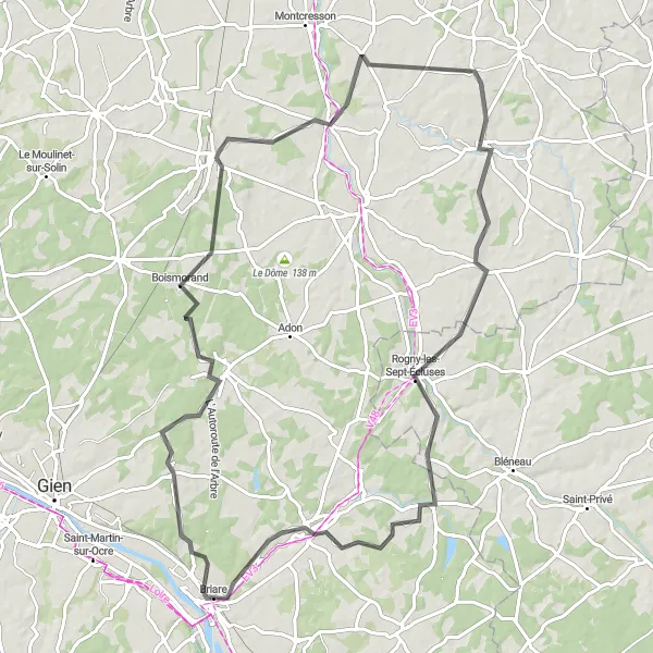 Map miniature of "Historical Cycling Tour" cycling inspiration in Centre — Val de Loire, France. Generated by Tarmacs.app cycling route planner