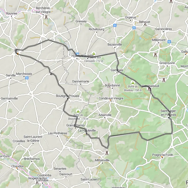 Map miniature of "The Château Loop" cycling inspiration in Centre — Val de Loire, France. Generated by Tarmacs.app cycling route planner