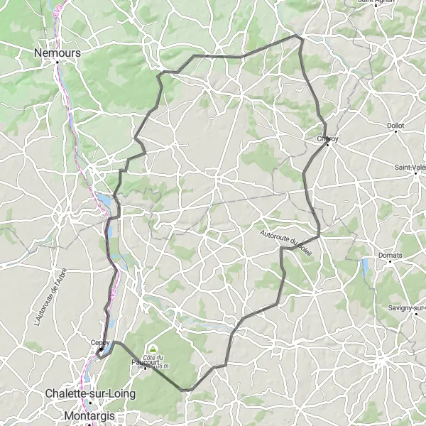 Miniature de la carte de l'inspiration cycliste "Exploration de la Forêt de Puy la Laude" dans la Centre — Val de Loire, France. Générée par le planificateur d'itinéraire cycliste Tarmacs.app