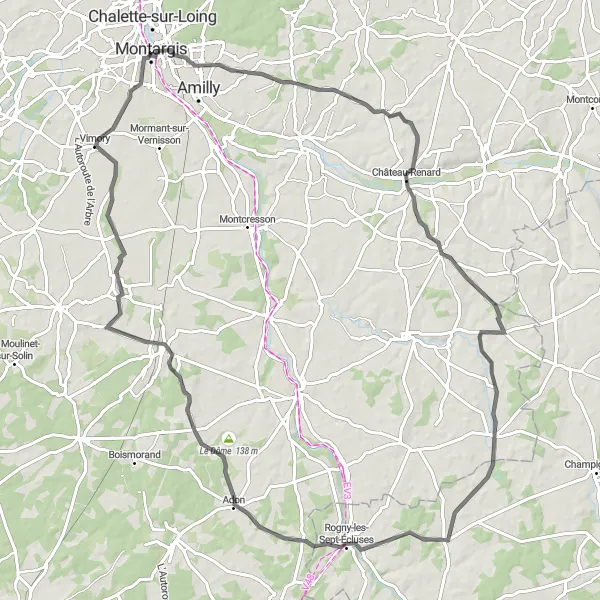 Map miniature of "The Enchanting Forests of Sologne" cycling inspiration in Centre — Val de Loire, France. Generated by Tarmacs.app cycling route planner