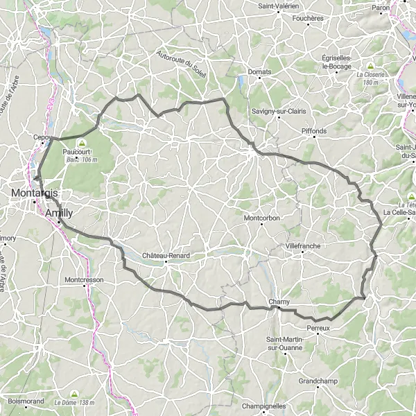 Miniature de la carte de l'inspiration cycliste "Les collines de la Vallée de la Loire" dans la Centre — Val de Loire, France. Générée par le planificateur d'itinéraire cycliste Tarmacs.app