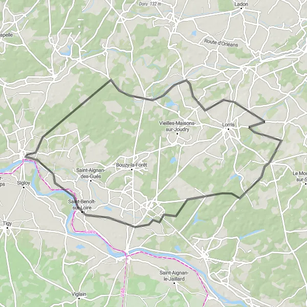 Miniature de la carte de l'inspiration cycliste "Route des Châteaux dans la Vallée de la Loire" dans la Centre — Val de Loire, France. Générée par le planificateur d'itinéraire cycliste Tarmacs.app