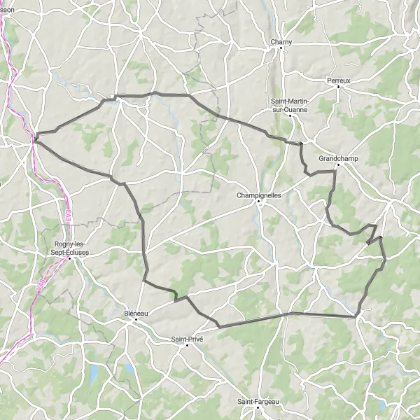 Map miniature of "Champcevrais Adventure" cycling inspiration in Centre — Val de Loire, France. Generated by Tarmacs.app cycling route planner