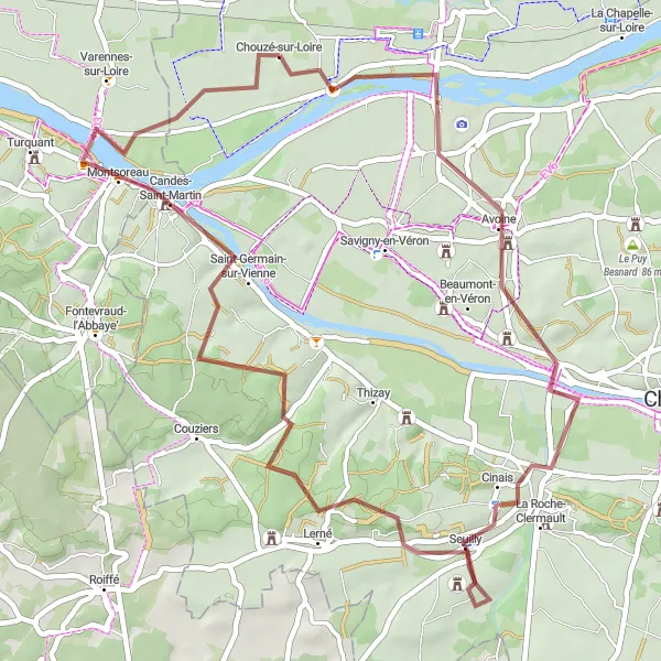 Miniature de la carte de l'inspiration cycliste "Aventure Nature et Patrimoine" dans la Centre — Val de Loire, France. Générée par le planificateur d'itinéraire cycliste Tarmacs.app