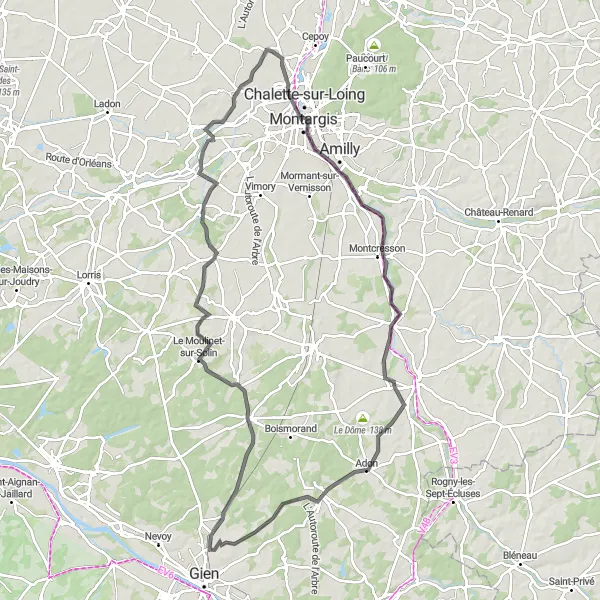 Map miniature of "Loire Valley Exploration by Road Bike" cycling inspiration in Centre — Val de Loire, France. Generated by Tarmacs.app cycling route planner