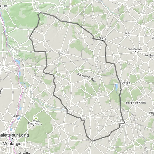 Map miniature of "Milly-la-Forêt Loop" cycling inspiration in Centre — Val de Loire, France. Generated by Tarmacs.app cycling route planner