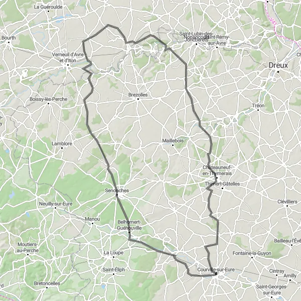 Map miniature of "Picturesque Road Cycling Route" cycling inspiration in Centre — Val de Loire, France. Generated by Tarmacs.app cycling route planner