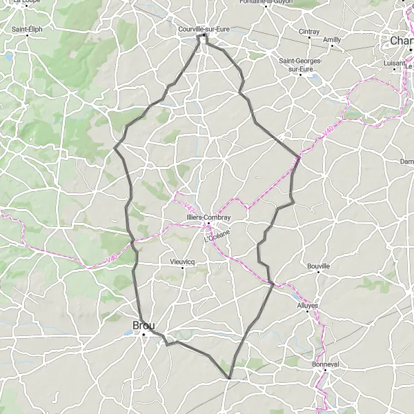Map miniature of "Charming Countryside Cycling Journey" cycling inspiration in Centre — Val de Loire, France. Generated by Tarmacs.app cycling route planner