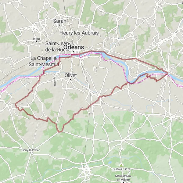 Map miniature of "The Valleys and Castles" cycling inspiration in Centre — Val de Loire, France. Generated by Tarmacs.app cycling route planner