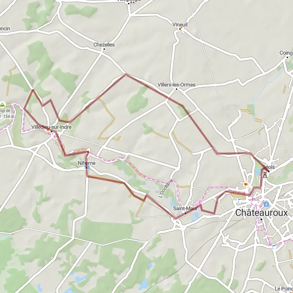 Map miniature of "Short and Sweet Gravels" cycling inspiration in Centre — Val de Loire, France. Generated by Tarmacs.app cycling route planner