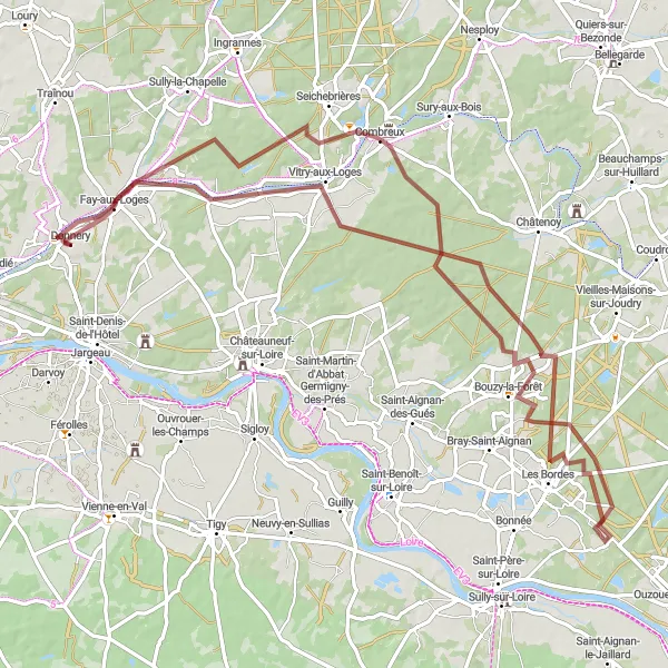 Map miniature of "Discover the Forests of Centre-Val de Loire" cycling inspiration in Centre — Val de Loire, France. Generated by Tarmacs.app cycling route planner