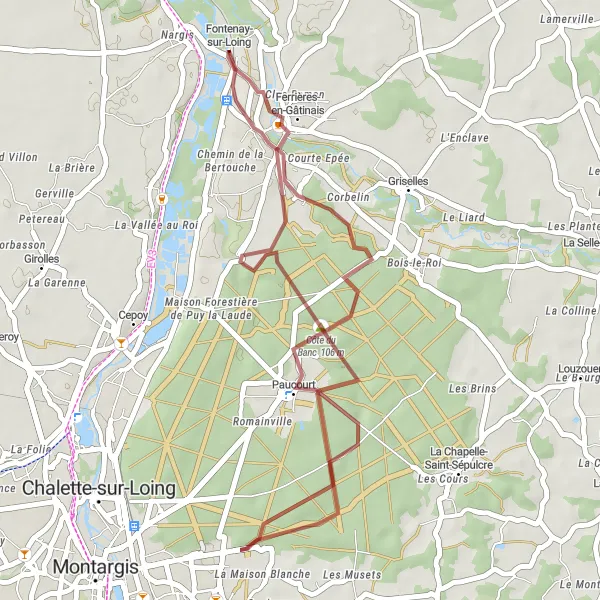 Map miniature of "Scenic Gravel Ride" cycling inspiration in Centre — Val de Loire, France. Generated by Tarmacs.app cycling route planner