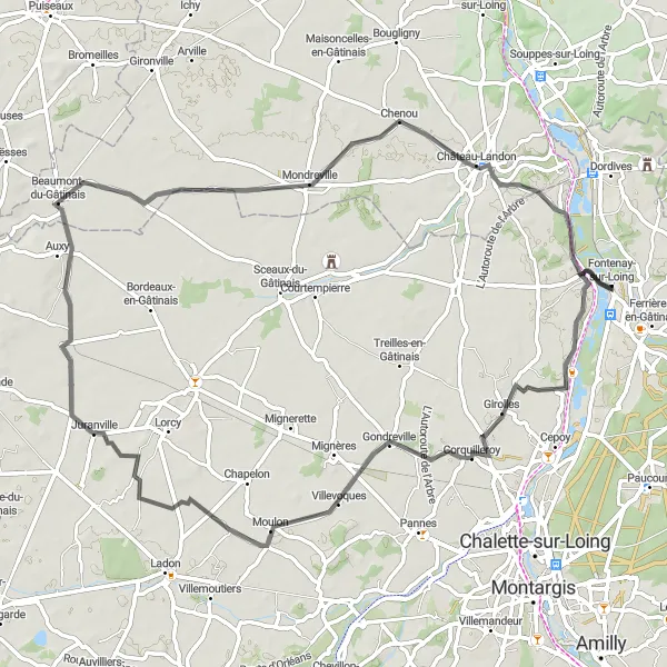 Map miniature of "Enchanting Countryside Ride" cycling inspiration in Centre — Val de Loire, France. Generated by Tarmacs.app cycling route planner