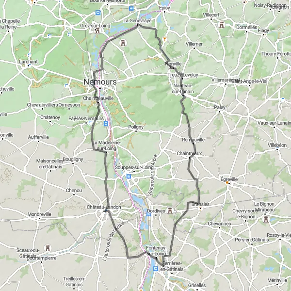 Map miniature of "The Loire Valley Circuit" cycling inspiration in Centre — Val de Loire, France. Generated by Tarmacs.app cycling route planner