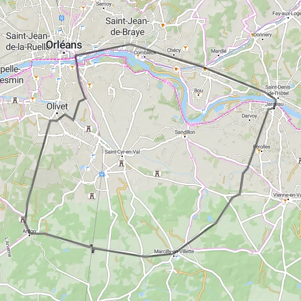 Map miniature of "Exploring the Villette Forest" cycling inspiration in Centre — Val de Loire, France. Generated by Tarmacs.app cycling route planner