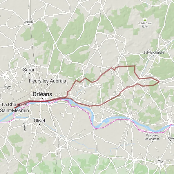 Miniature de la carte de l'inspiration cycliste "Au Fil de l'Eau" dans la Centre — Val de Loire, France. Générée par le planificateur d'itinéraire cycliste Tarmacs.app