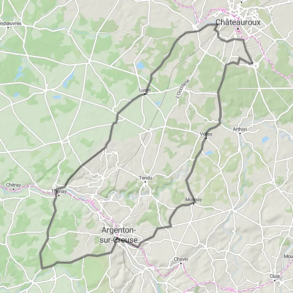 Map miniature of "The Beauregard Adventure" cycling inspiration in Centre — Val de Loire, France. Generated by Tarmacs.app cycling route planner