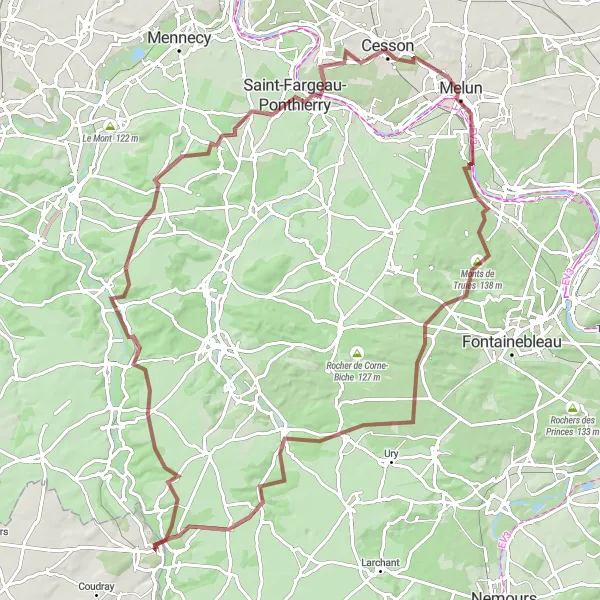 Map miniature of "Val de Loire Gravel Adventure" cycling inspiration in Centre — Val de Loire, France. Generated by Tarmacs.app cycling route planner