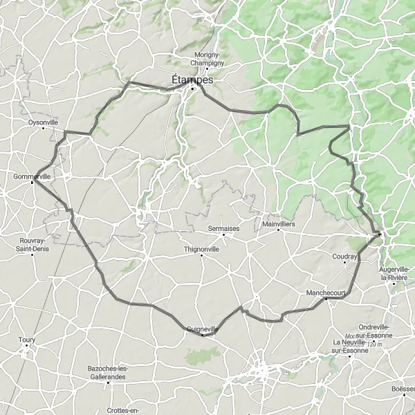 Map miniature of "Cycling through the Val de Loire" cycling inspiration in Centre — Val de Loire, France. Generated by Tarmacs.app cycling route planner