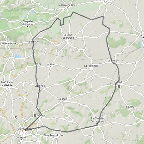 Map miniature of "Choue Circuit" cycling inspiration in Centre — Val de Loire, France. Generated by Tarmacs.app cycling route planner