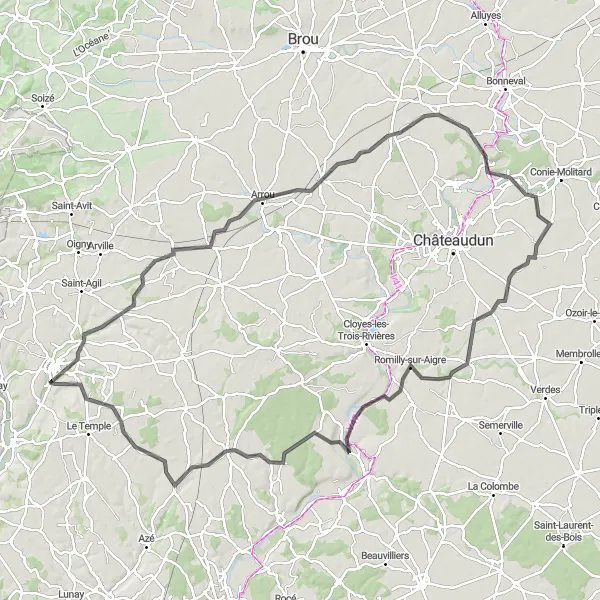 Map miniature of "Boursay Expedition" cycling inspiration in Centre — Val de Loire, France. Generated by Tarmacs.app cycling route planner