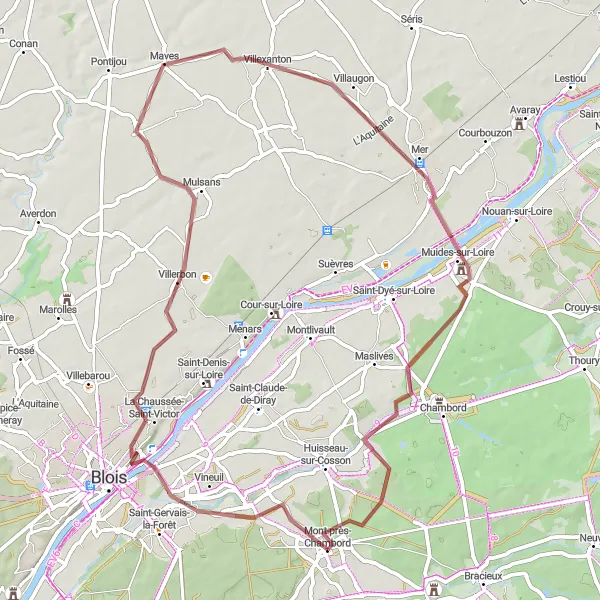 Map miniature of "Maves Adventure" cycling inspiration in Centre — Val de Loire, France. Generated by Tarmacs.app cycling route planner