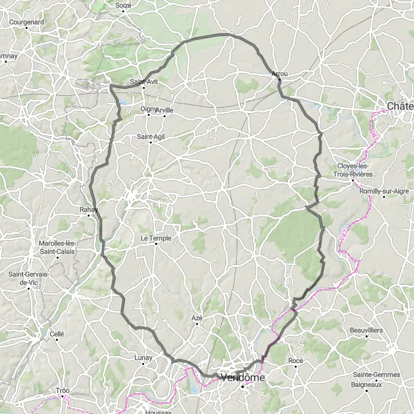 Map miniature of "Hidden Gems Tour" cycling inspiration in Centre — Val de Loire, France. Generated by Tarmacs.app cycling route planner