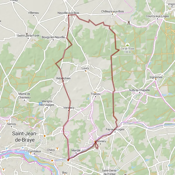 Map miniature of "Scenic Gravel Ride" cycling inspiration in Centre — Val de Loire, France. Generated by Tarmacs.app cycling route planner