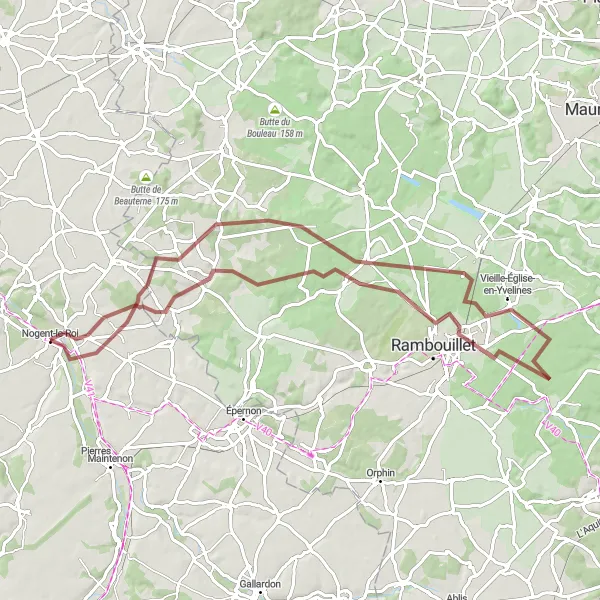 Miniature de la carte de l'inspiration cycliste "Forêt et Histoire: Boissière à Yvelines" dans la Centre — Val de Loire, France. Générée par le planificateur d'itinéraire cycliste Tarmacs.app