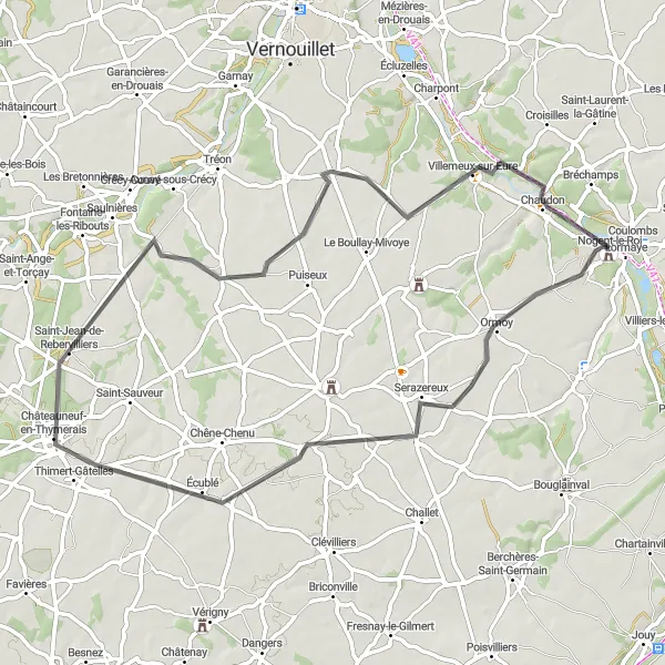 Miniature de la carte de l'inspiration cycliste "Découverte de Serazereux à Le Parc du Château" dans la Centre — Val de Loire, France. Générée par le planificateur d'itinéraire cycliste Tarmacs.app