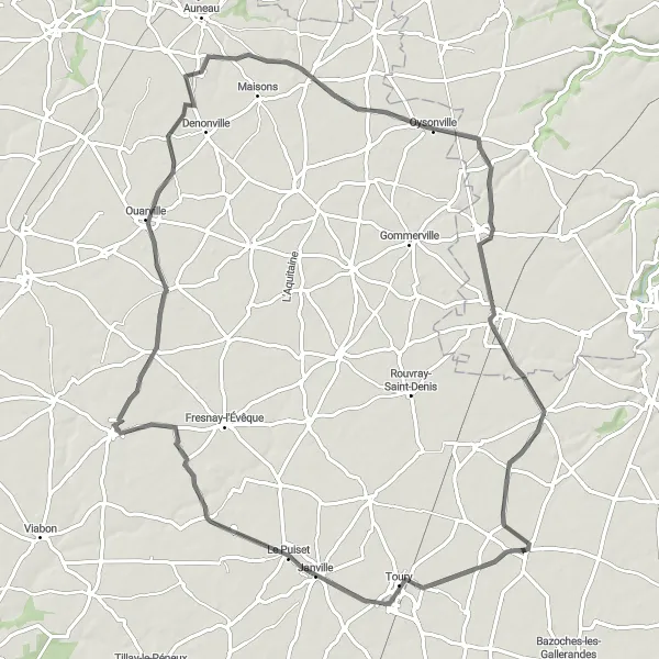 Miniature de la carte de l'inspiration cycliste "Parcours des Châteaux" dans la Centre — Val de Loire, France. Générée par le planificateur d'itinéraire cycliste Tarmacs.app
