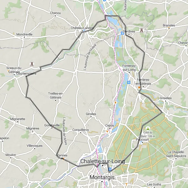 Map miniature of "Hidden Gems of Central France" cycling inspiration in Centre — Val de Loire, France. Generated by Tarmacs.app cycling route planner