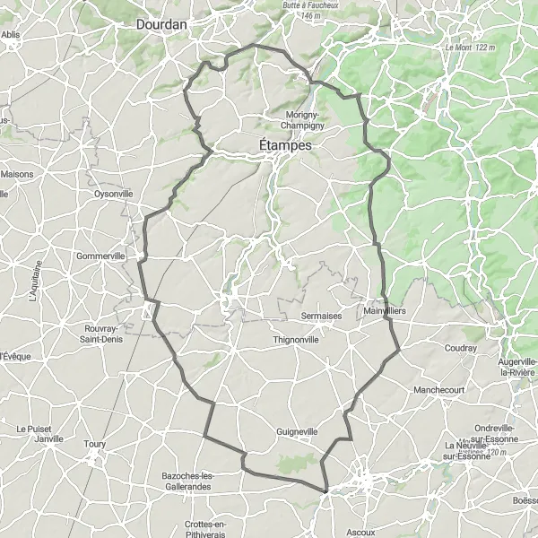 Map miniature of "Challenging Road Ride with Stunning Views" cycling inspiration in Centre — Val de Loire, France. Generated by Tarmacs.app cycling route planner