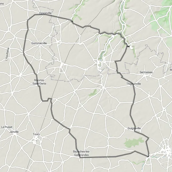 Map miniature of "Châtillon Voyage" cycling inspiration in Centre — Val de Loire, France. Generated by Tarmacs.app cycling route planner