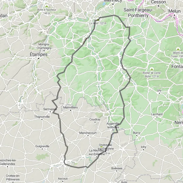Miniature de la carte de l'inspiration cycliste "Parcours routier autour de Pithiviers" dans la Centre — Val de Loire, France. Générée par le planificateur d'itinéraire cycliste Tarmacs.app