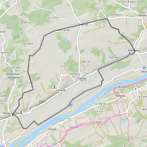 Map miniature of "Countryside Escape - Short and Scenic" cycling inspiration in Centre — Val de Loire, France. Generated by Tarmacs.app cycling route planner