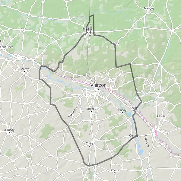 Map miniature of "Road Cycling Route from Reuilly to Boîstier" cycling inspiration in Centre — Val de Loire, France. Generated by Tarmacs.app cycling route planner