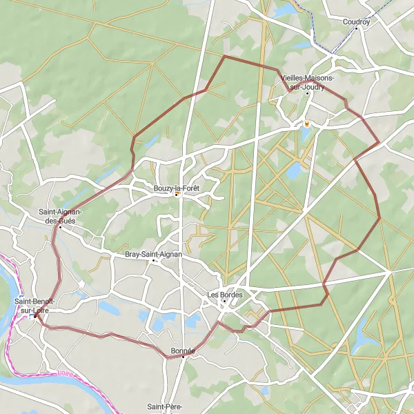 Map miniature of "The Gravel Adventure" cycling inspiration in Centre — Val de Loire, France. Generated by Tarmacs.app cycling route planner