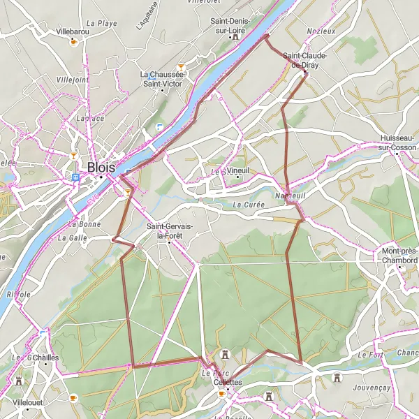 Miniature de la carte de l'inspiration cycliste "Parcours Nature et Patrimoine" dans la Centre — Val de Loire, France. Générée par le planificateur d'itinéraire cycliste Tarmacs.app