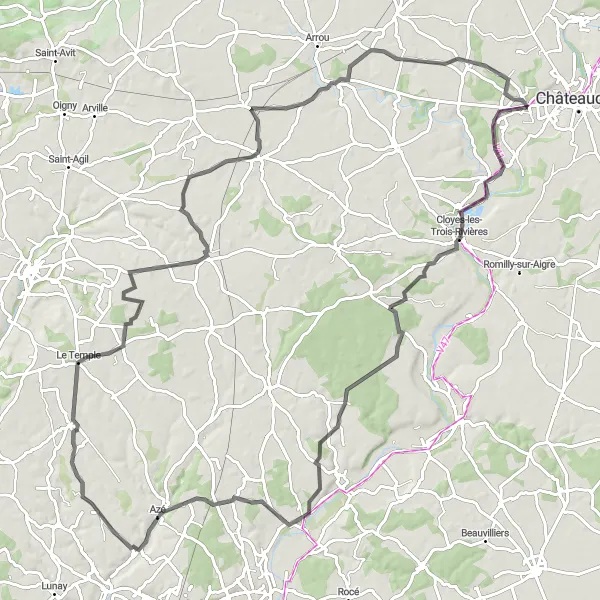 Map miniature of "Journey through the Picturesque Countryside" cycling inspiration in Centre — Val de Loire, France. Generated by Tarmacs.app cycling route planner